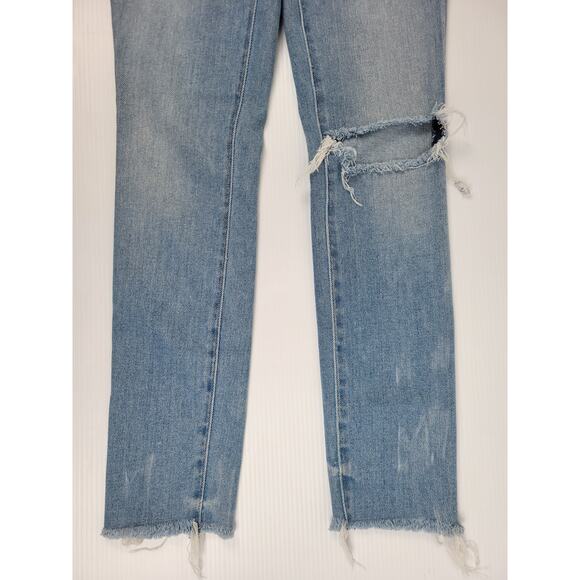 Alexander Wang Womens 24 Distressed Denim Jeans Light Indigo Fade Blue Wang 001 - Picture 3 of 12